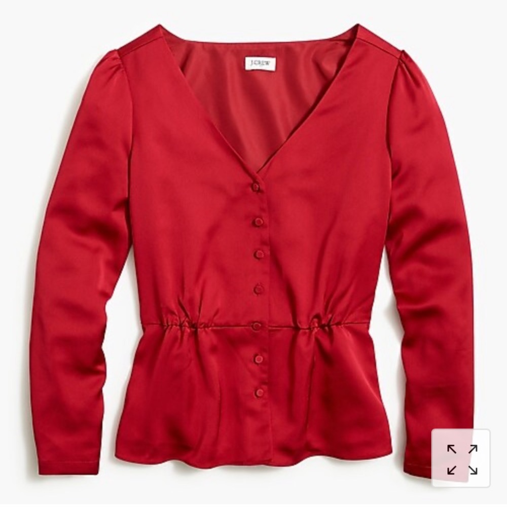 J. Crew Red Satin Blouse NWT